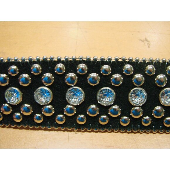 Guess Womens Black Studded Rhinestones Embossed Metal Buckle Size M 925121 - Picture 8 of 12